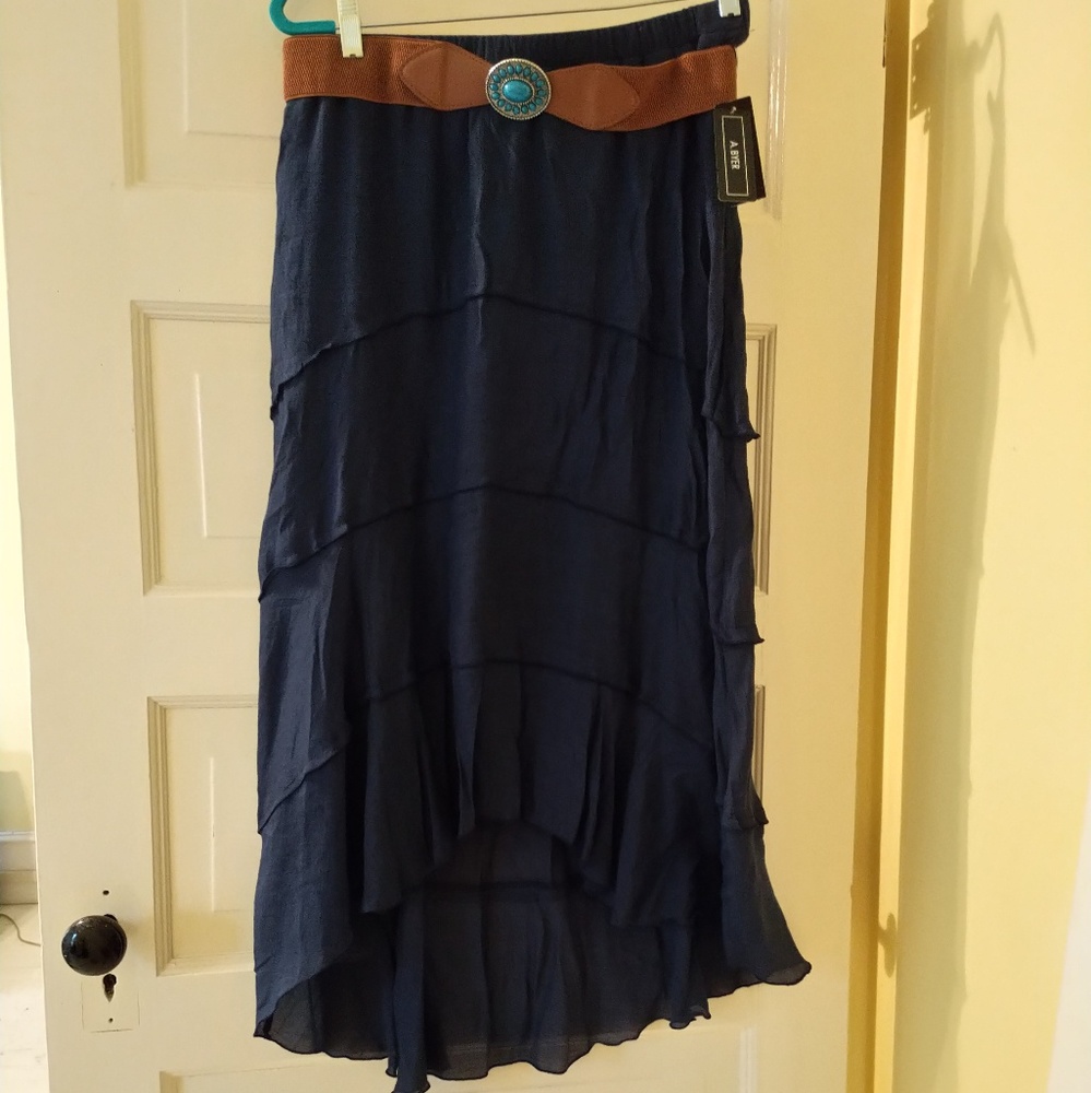 A. Byer High Low Western Boho Navy Blue Skirt XL